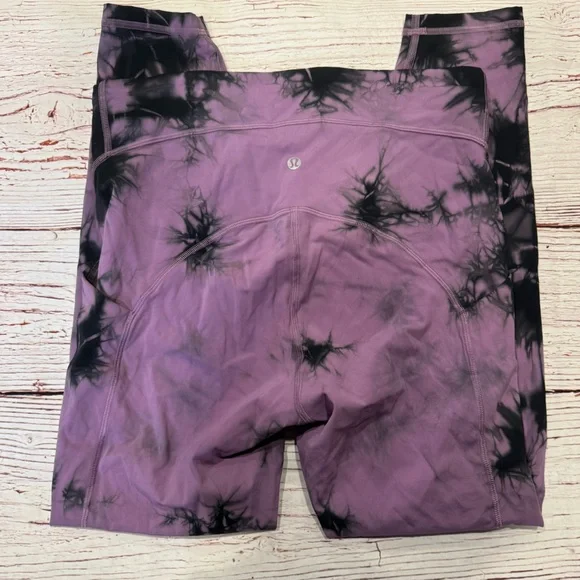 NWT Lululemon Power Thru Tight 25" Over Tie Dye Wisteria Purple Graphite Grey 10